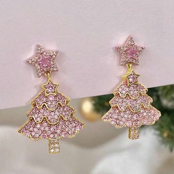 Cubic Zirconia Christmas Tree Earrings - Picture 4 of 7